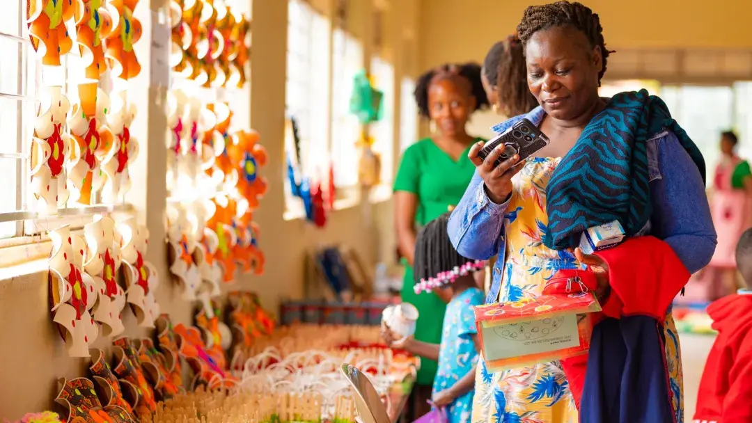 Parent admiring work