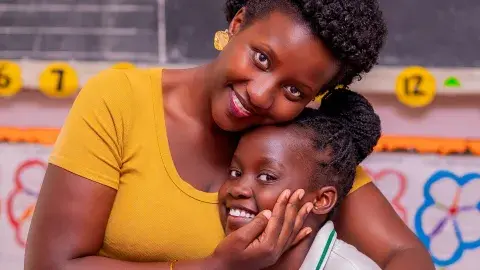 Happy parent and child