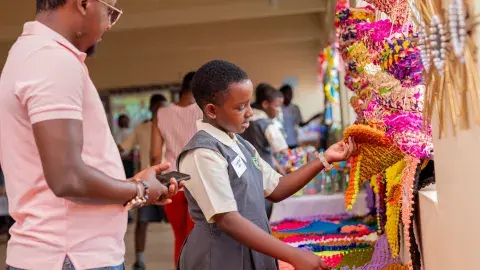 Parent checking handwork